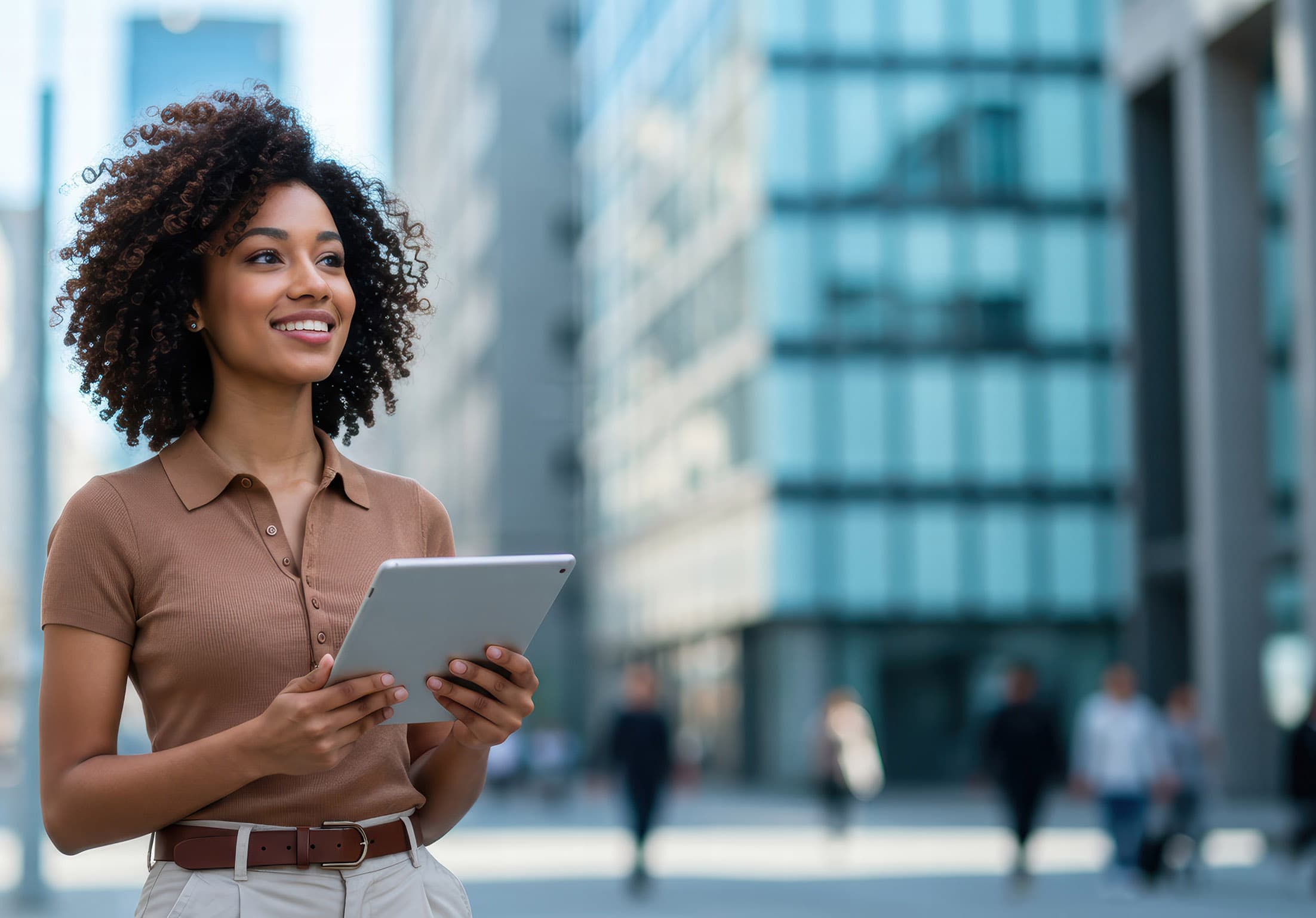 Confident female founder in wheat field